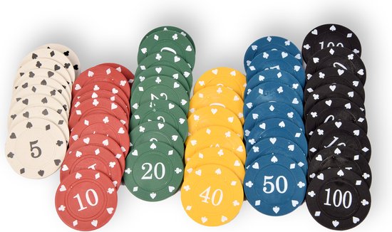 Pokerset - 48 Stuks poker chips - Poker set voor kaartspel, pokerspel en casino - pokerchips voor pokeren