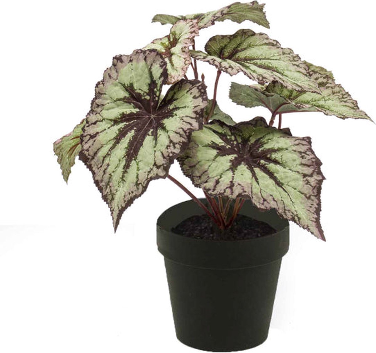 Emerald - Kunstplant in pot Begonia grijs/paars 25cm - Kunstplant voor binnen
