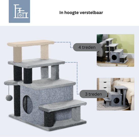 Kattentrap - Krabpaal - Kattenkrabpaal - Huisdierentrap - Hondentrap - Trapje - Opstapje - 60 x 40 x 66 cm van Vidaxl — afbeelding 2