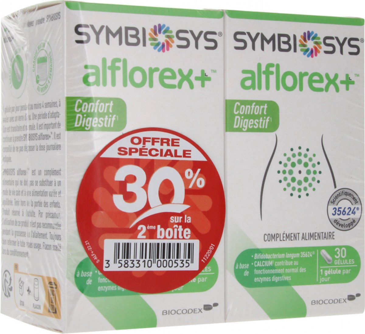Goedkoopste Biocodex Symbiosys Alflorex Spijsverteringscomfort Verpakking van 2 x 30 Capsules