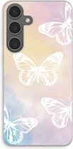 Case Company® - Hoesje geschikt voor Samsung Galaxy S24 Plus hoesje - White butterfly - Soft Cover Telefoonhoesje - Bescherming aan alle Kanten en Schermrand