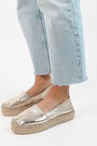 Sacha - Dames - Gouden metallic leren espadrilles - Maat 42