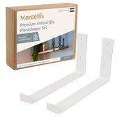 Marcellis - Support d'étagère industriel XL - Pour étagère 30cm - blanc mat - acier - matériel de montage + embout de vis inclus - type 4