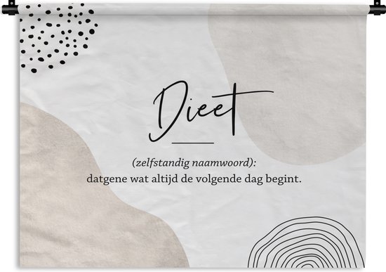 Wandkleed - Wanddoek - Spreuken - Quotes - Dieet - Woordenboek - Dieet definitie - 120x90 cm - Wandtapijt
