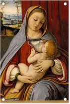 Tuindecoratie Madonna and child - Leonardo da Vinci - 40x60 cm - Tuinposter - Tuindoek - Buitenposter
