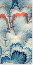 Wanddecoratie buiten Een wit met blauw bloemdessin - 80x160 cm - Tuindoek - Buitenposter