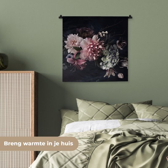 Tapisserie - Tapisserie - Fleurs - Vintage - Pastel - Rose - Wit - 60x60 cm - Tapisserie