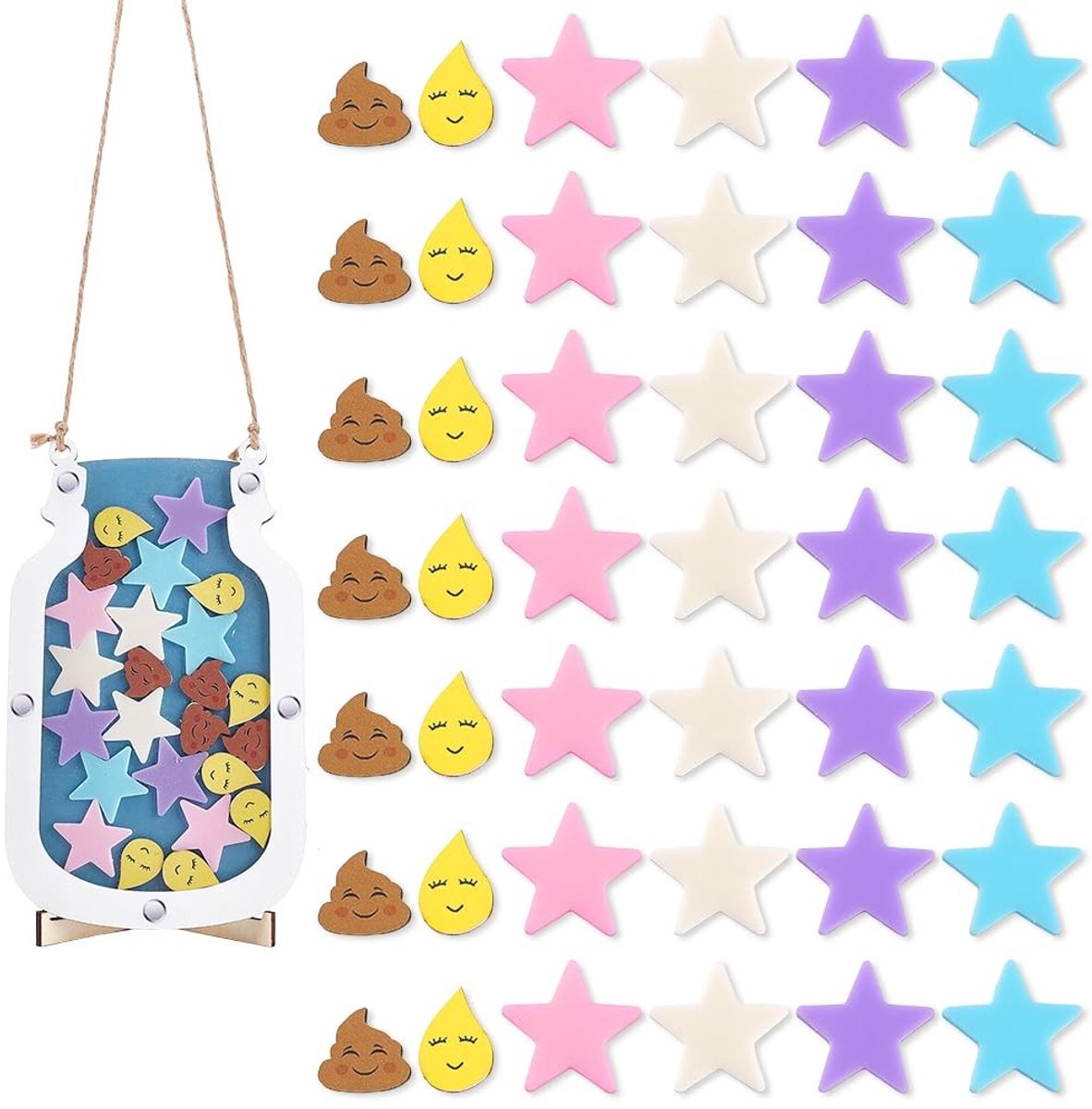 Dailygoods- Beloningspot - Hout - 20 Stickers - Kleurrijk - Zindelijkheidstraining - Posit