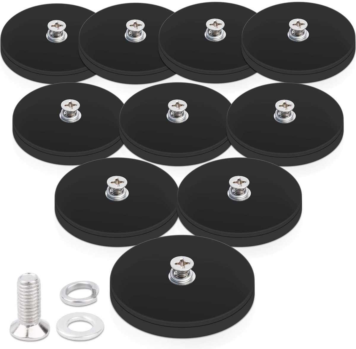 Dailygoods- Schroefdraadmagneten Extra Sterk - 10 Stuks - Neodymium - Rubber Coating - 43 mm - 15 kg Belastbaarheid - Neodymium Magneten