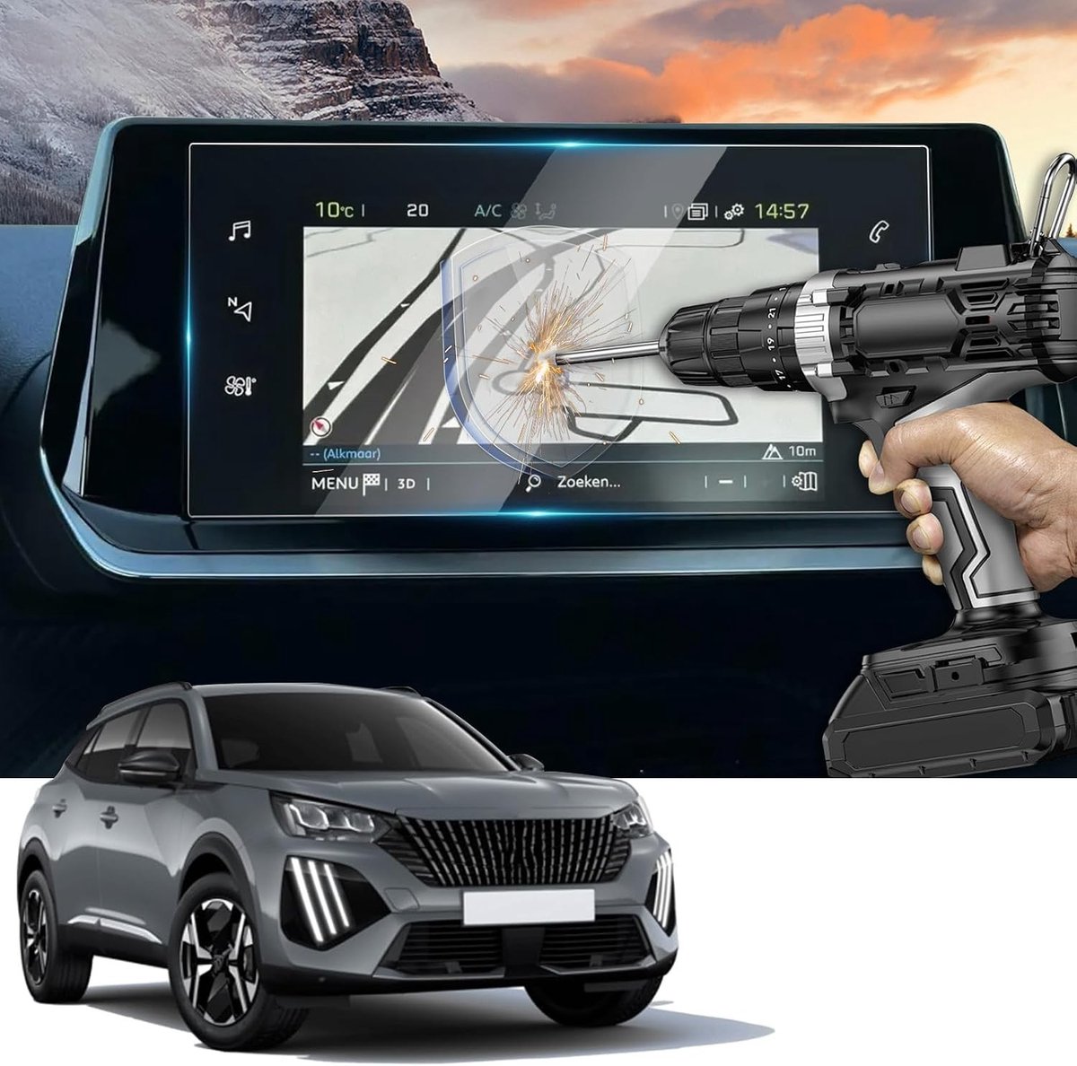 Navigatie Beschermfolie voor Peugeot 208 E-208 2008 E-2008 - Screen Protector van Gehard Glas voor 7 Inch Scherm, Accessoires voor Autonavigatie en Schermbescherming