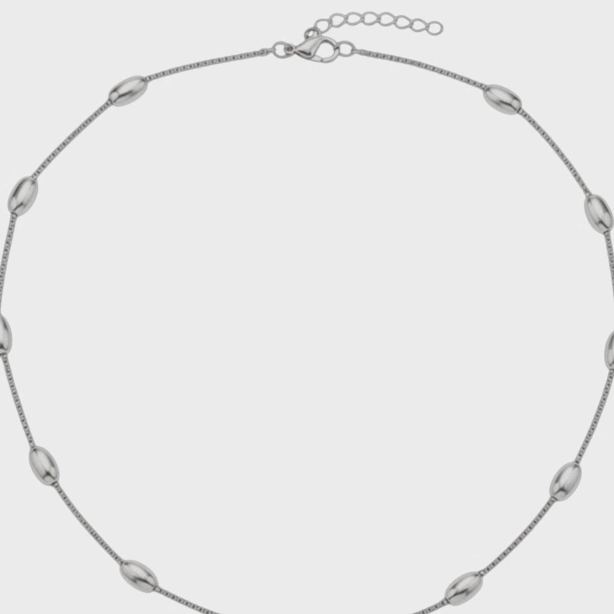Zilverkleurige ketting dames - elegante ovale bolletjes - Ketting 45cm