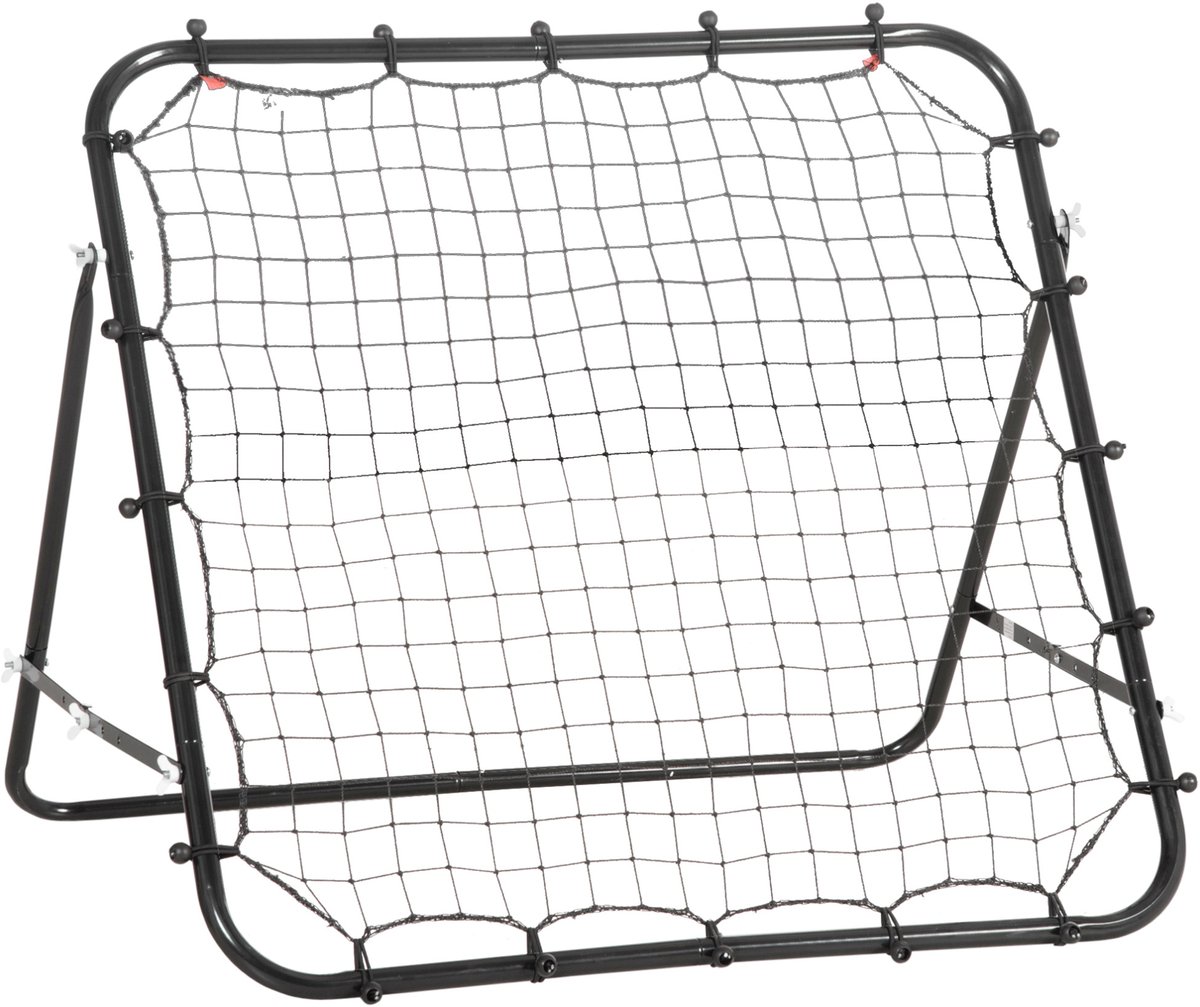 REDOM - Voetbal rebounder / kickback doel - Verstelbare reboundwand - Inklapbaar - Met grondanker - Voor training en spel - Staal - Zwart - 96 x 80 x 96 cm