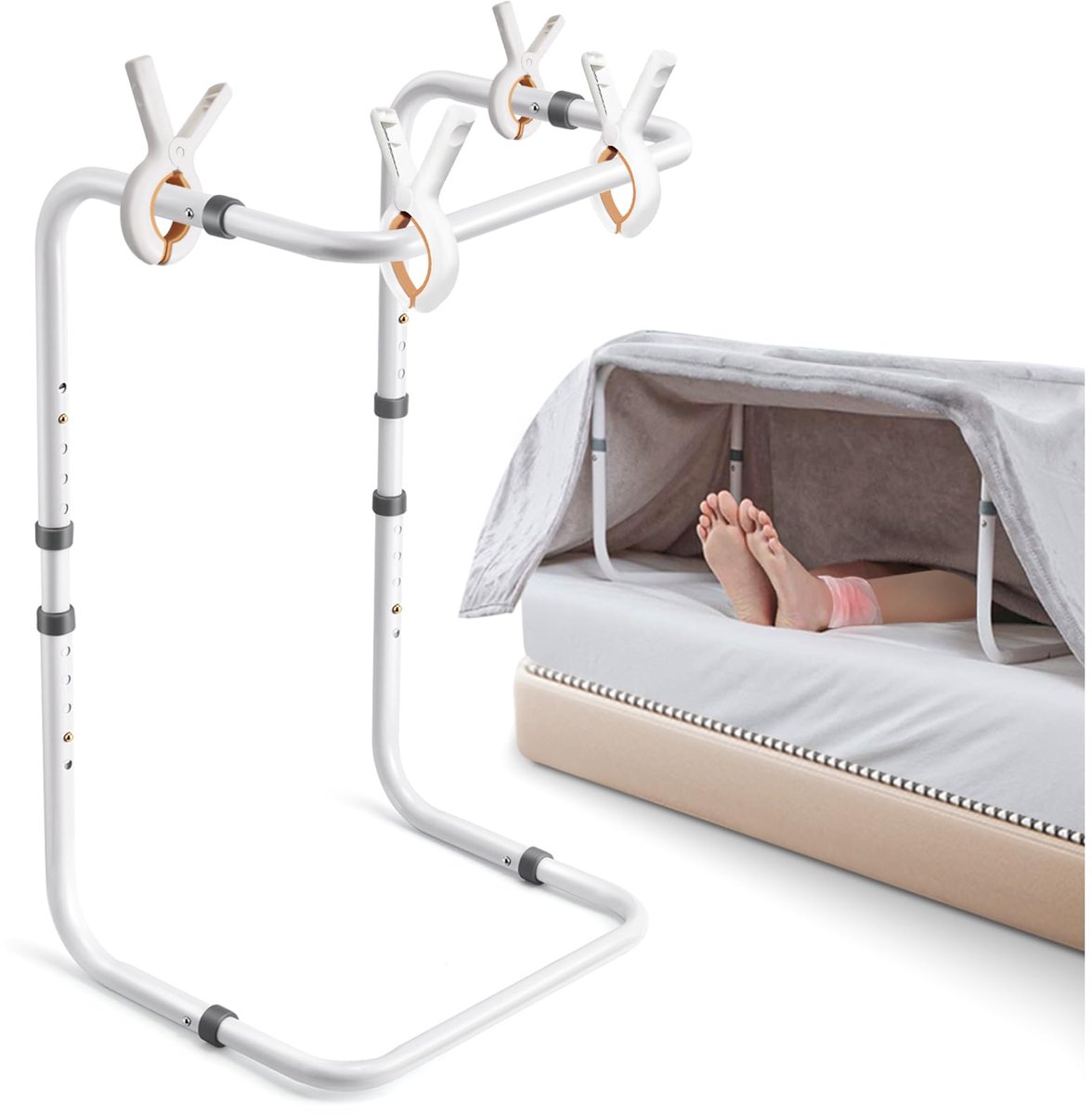 DePango Dekenlifter voor Voeten, Verstelbare Hoogte Dekenlifter voor Voet van Bed, Aluminiumlegering Dekenlifter voor - ShopVlot