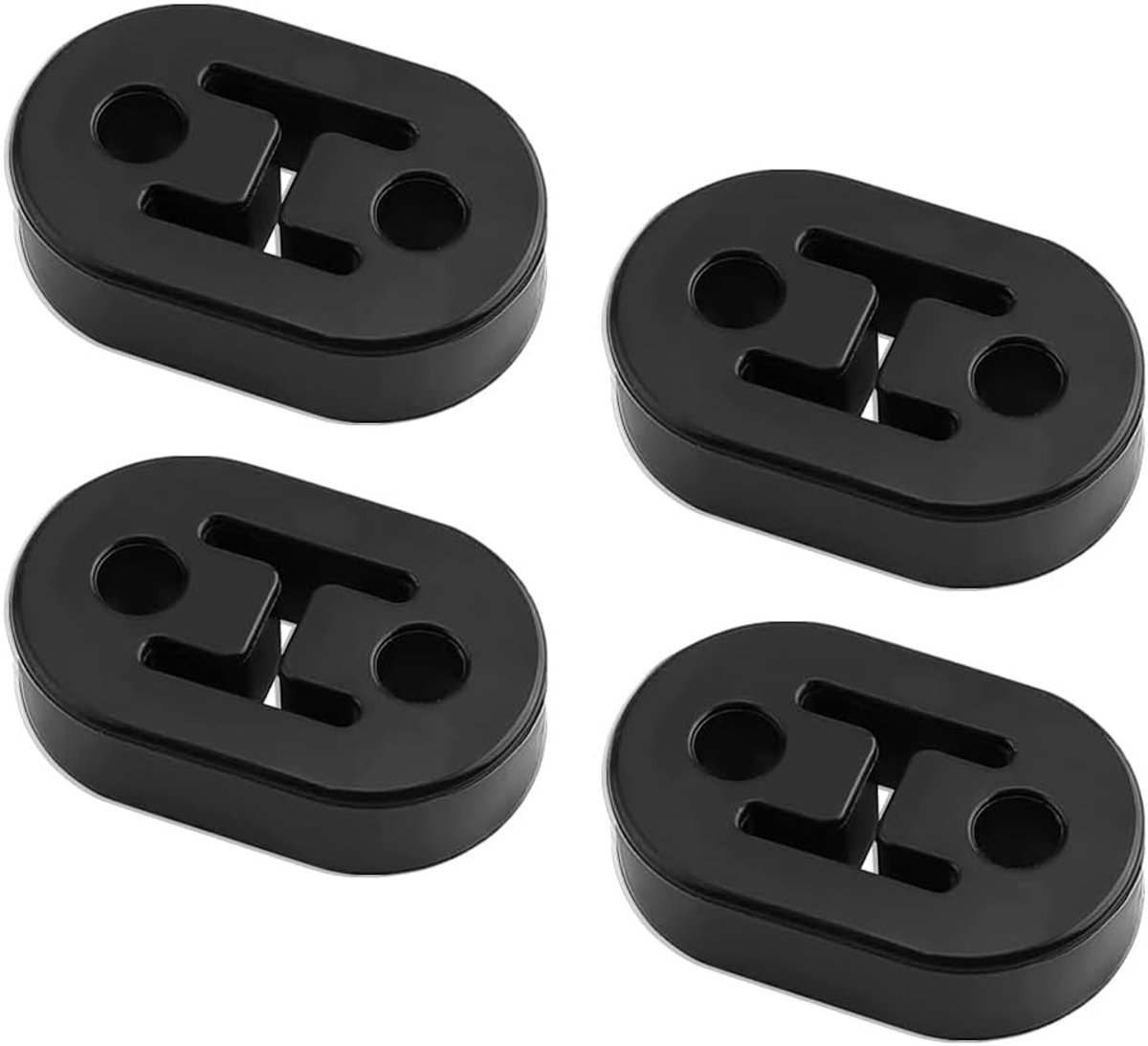 Pack van 4 Universele Auto Uitlaat Hangers, Duurzame Rubber Uitlaat Steunen, Geluidsdemper en Bevestigingsmateriaal voor Alle Voertuigen, 2 Gaten, 12 mm