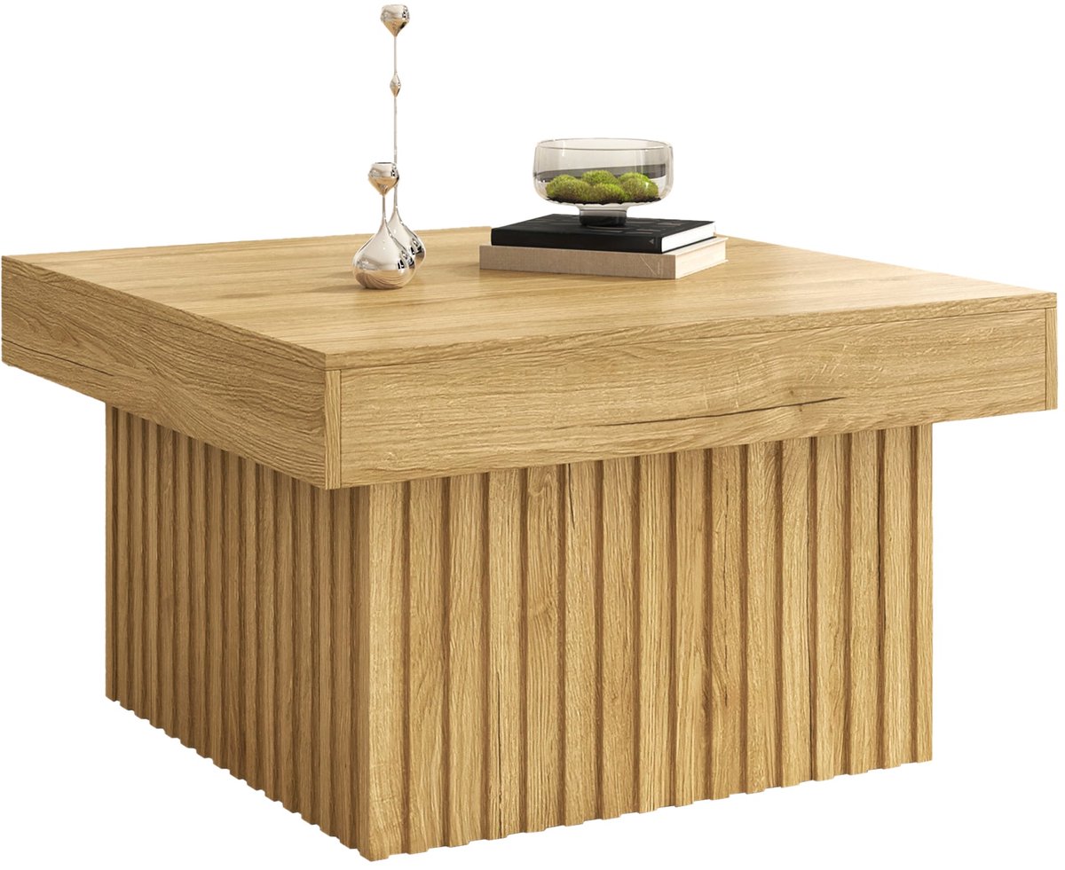 Merax Vierkante Salontafel Houtlook – Moderne Houten Bijzettafel – 79 x 79 x 46 cm
