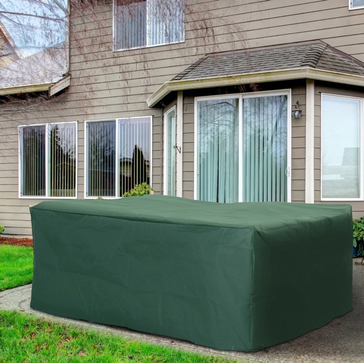 REDOM - Tuinmeubelhoes - 600D Oxford stof met PE-coating - Trekkoord en 8 oogjes - Weerbestendig - Tuinset - Groen - 210 x 140 x 80 cm