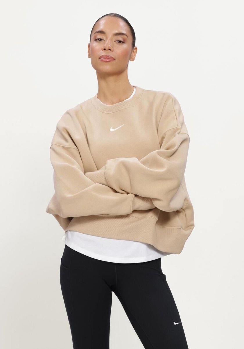 Nike Nike Sportswear Phoenix Fleece Truien & vesten Dames Sweater Hoodie Vest Beige