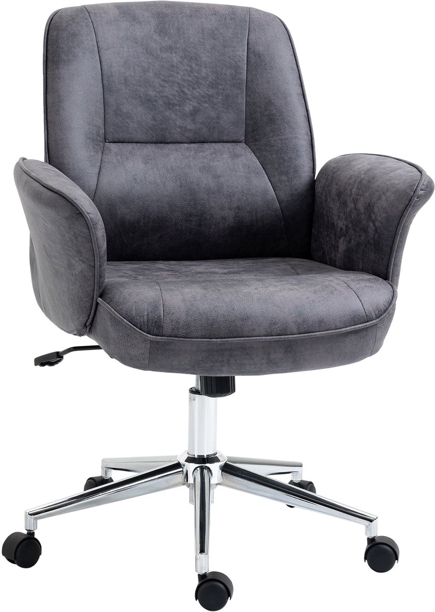 HOMCOM Bureaustoel kantoorstoel draaibaar verstelbaar microfiber schuim grijs 921-456