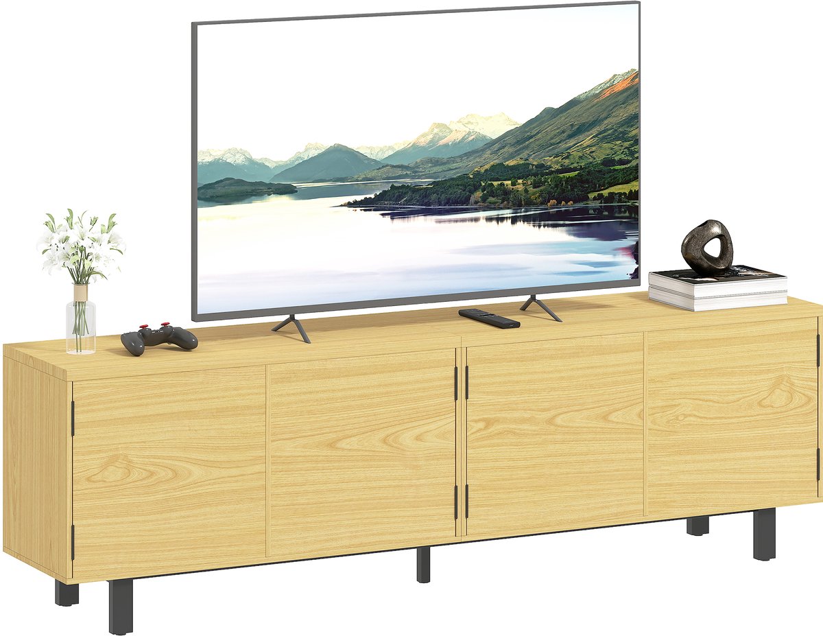 Homcom TV-meubel - Spaanplaat - 180x35x55,5cm - Natuurlijk hout