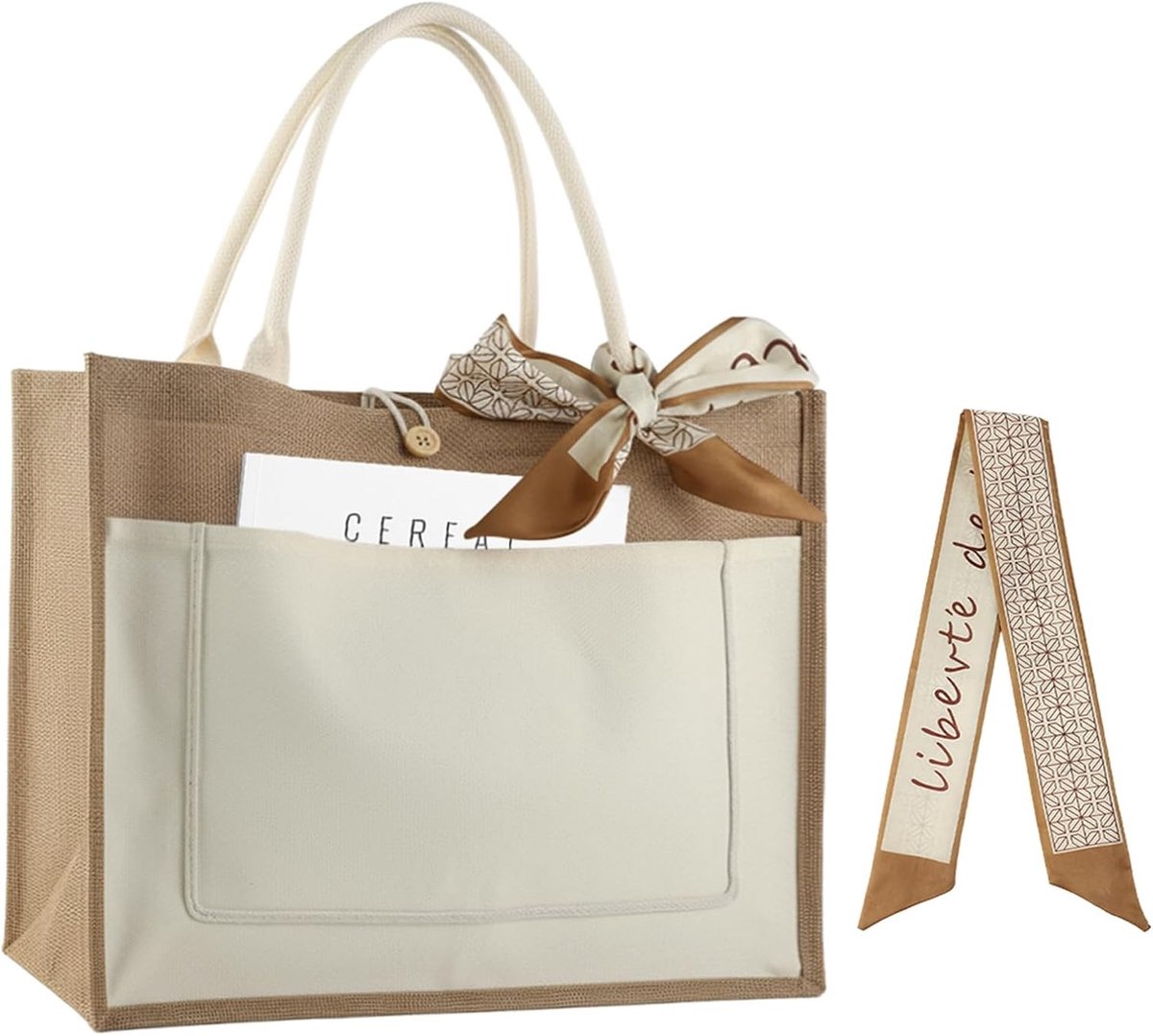 Jute Boodschappentas - A - 46 x 35 x 14 cm - Duurzaam en Herbruikbaar - Voor Winkelen en Cadeaus