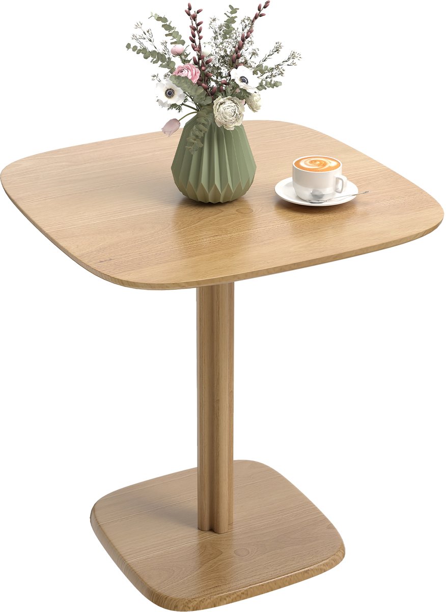 HOMCOM Eettafel - Rubberhout - 70x70x75cm - Natuurlijk hout
