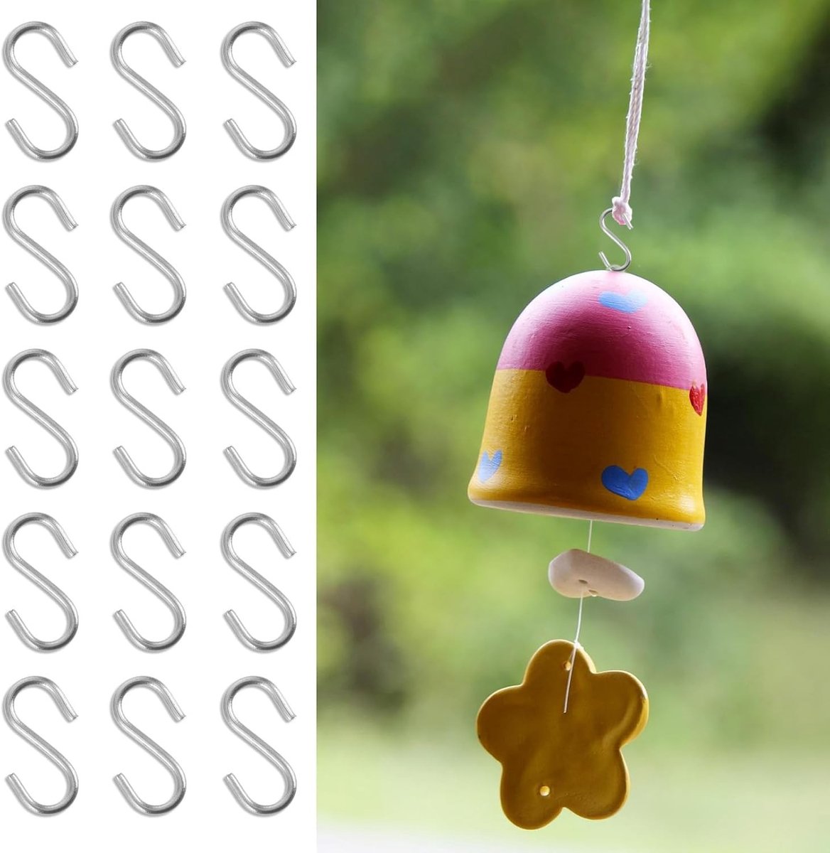 100 Mini S Haakjes 14mm - Kleine Metalen Haakjes voor Ophangen, DIY Creaties en Sieradenopslag met Opbergdoos