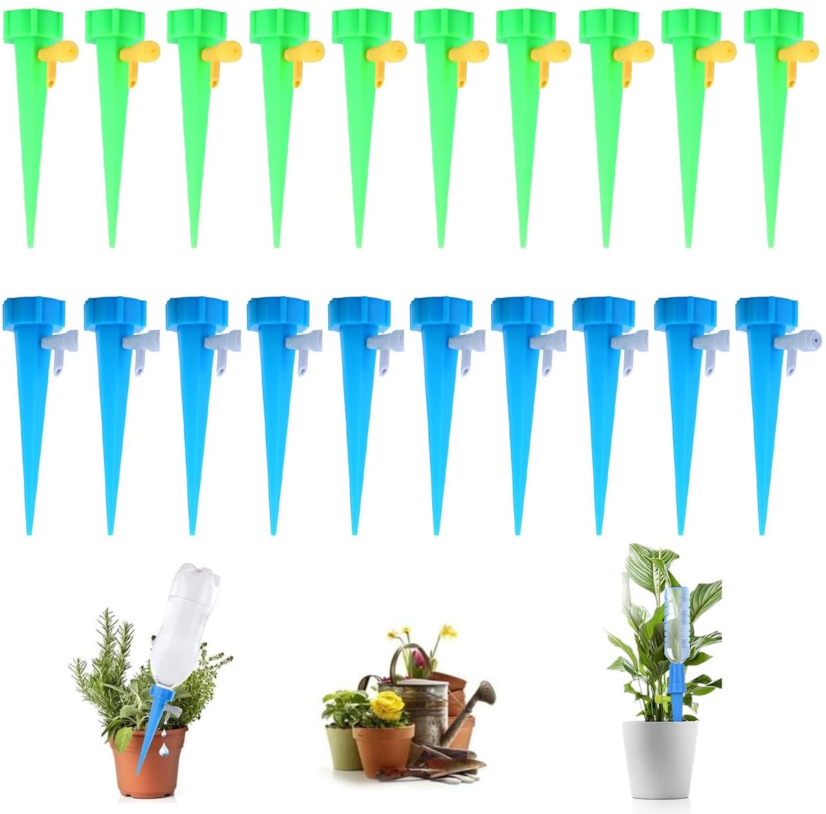 20 Stuks Automatische Irrigatiespikes Set - Verstelbare Druppelaars voor Tuin en Huishoudelijke Planten | Ideaal voor Binnen en Buiten | Efficiënt Irrigatiesysteem voor Vakantiegebruik