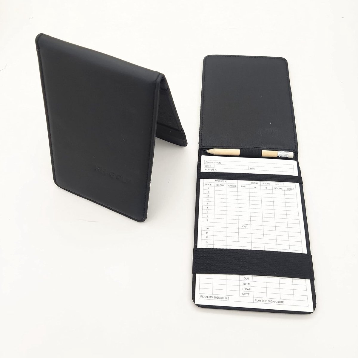 Scorekaarthouder - Zwart - 4,5 x 6,5 inch - Synthetisch Leren Golfkaart- en Potloodhouder - Voor Golfliefhebbers