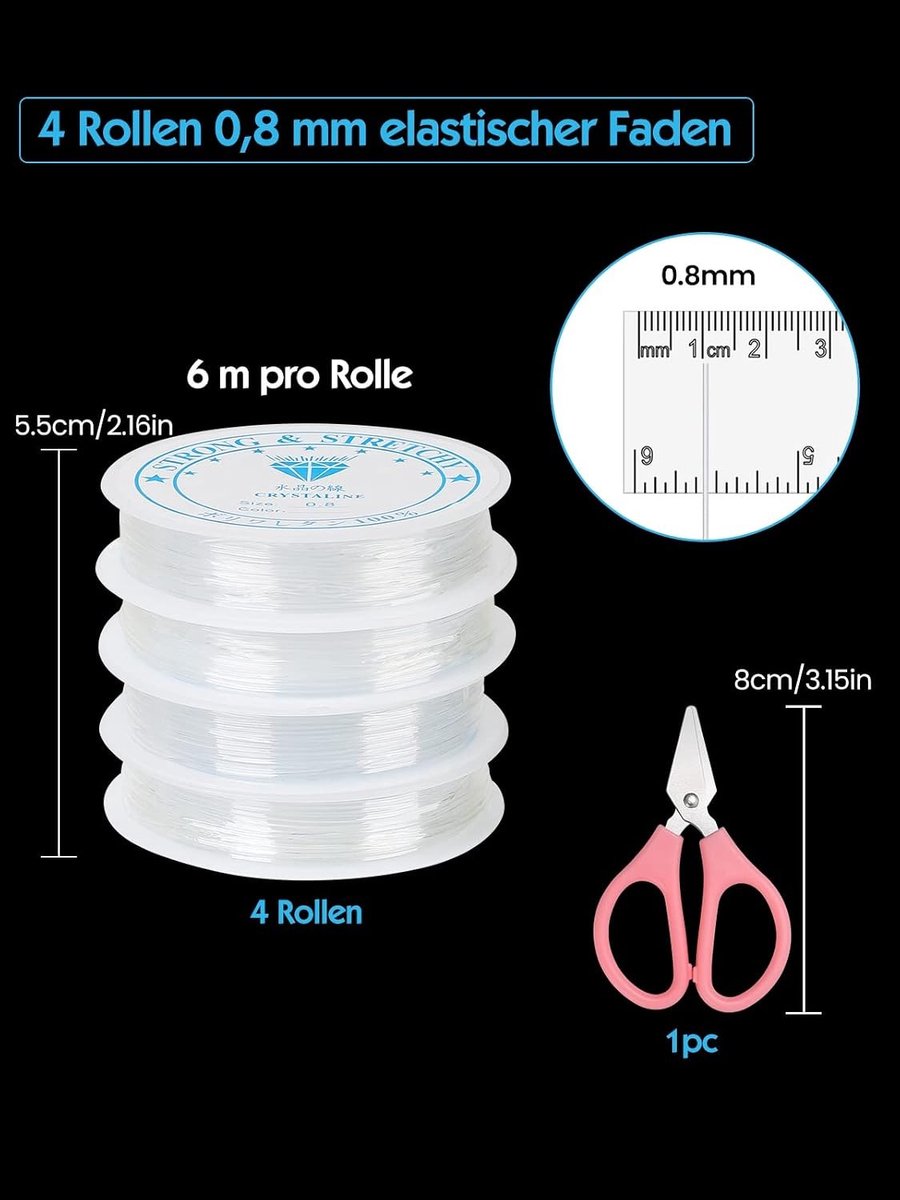 Transparant Elastiek voor Armbandjes - 0.8mm - 6 m per Rol - Nylon en Rubber - Voor DIY Creaties