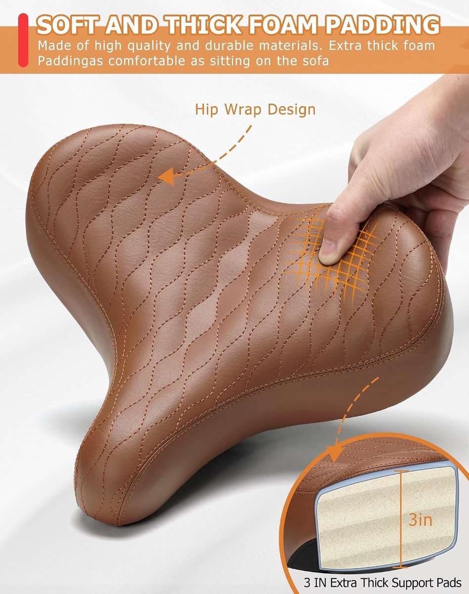 Fietszadel Dames Super Comfort - Bruin - 27 x 27 x 14 cm - Ergonomisch Design - Voor Stadsfietsen en E-Bikes