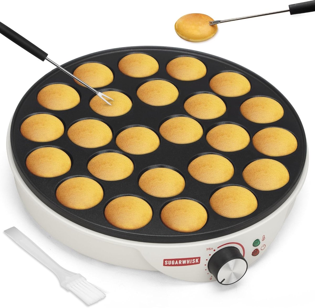 Poffertjesmaker - Wit - 24 mini-pannenkoeken - Ideale traktatie voor kinderen