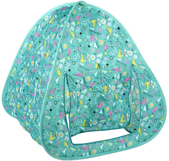 Eddy Toys Pop-up Speeltent - Eenvoudige en Snelle Montage - Geschikt Voor Binnen en Buiten Gebruik - Vrolijk Kleurrijk Design - Gemaakt van Polyester - Afmetingen 95x70x78 cm - Kleur Turquoise — afbeelding 5