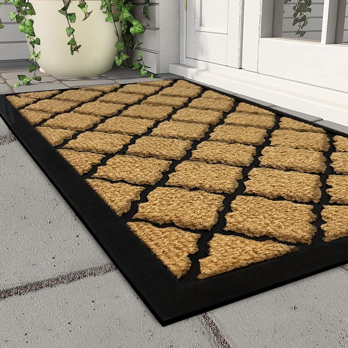 Famanu – Buitenmatten voor de voordeur, 60 x 90 cm, zware voordeurmat, antislip en wasbaar, waterdichte rubberen achterdeurmat