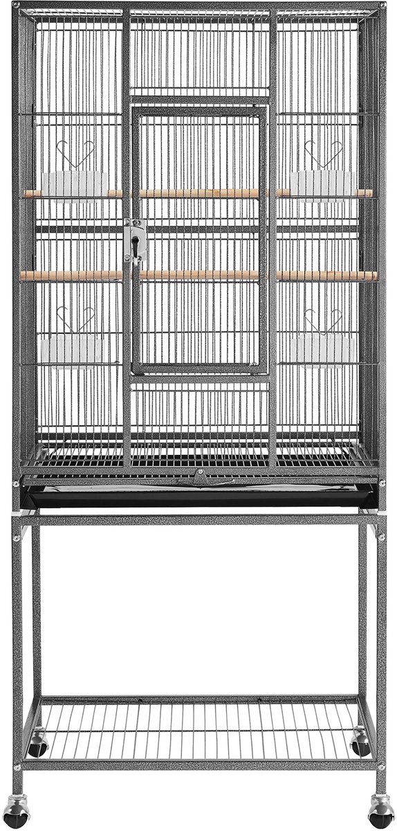 Famanu – Vogelvolière met deur en wieltjes, 61 x 43 x 135 cm, ideaal voor het houden van vogels