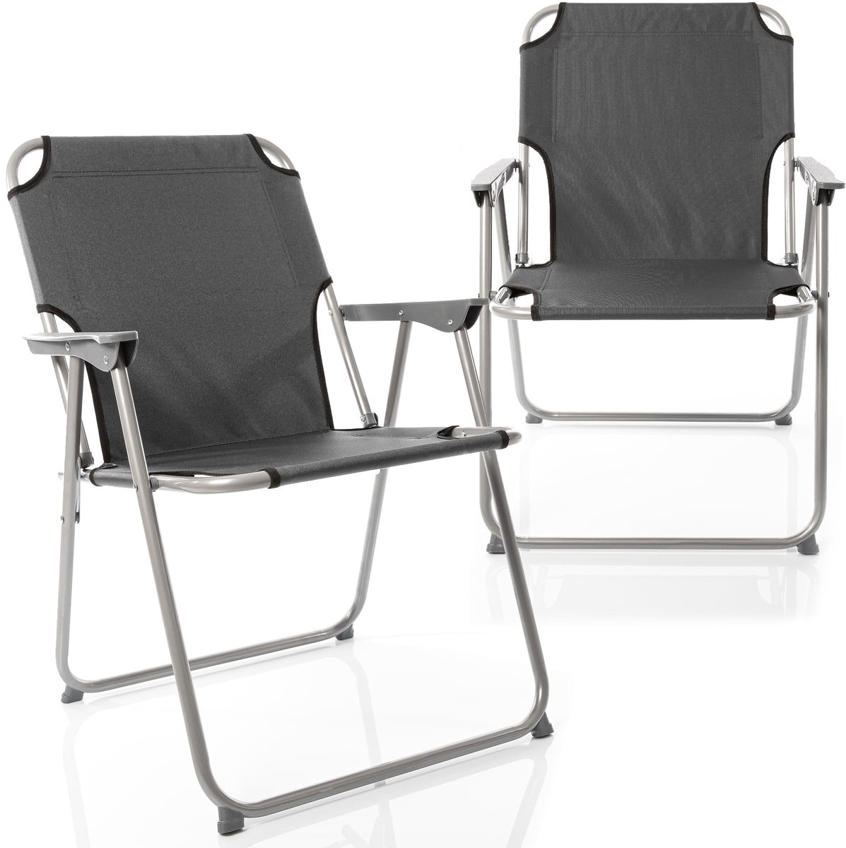 Famanu Klapstoel set van 2 stuks, vouwstoel voor camping en vissen, antraciet/grijs, robuust en inklapbaar, tot 120 kg belastbaar