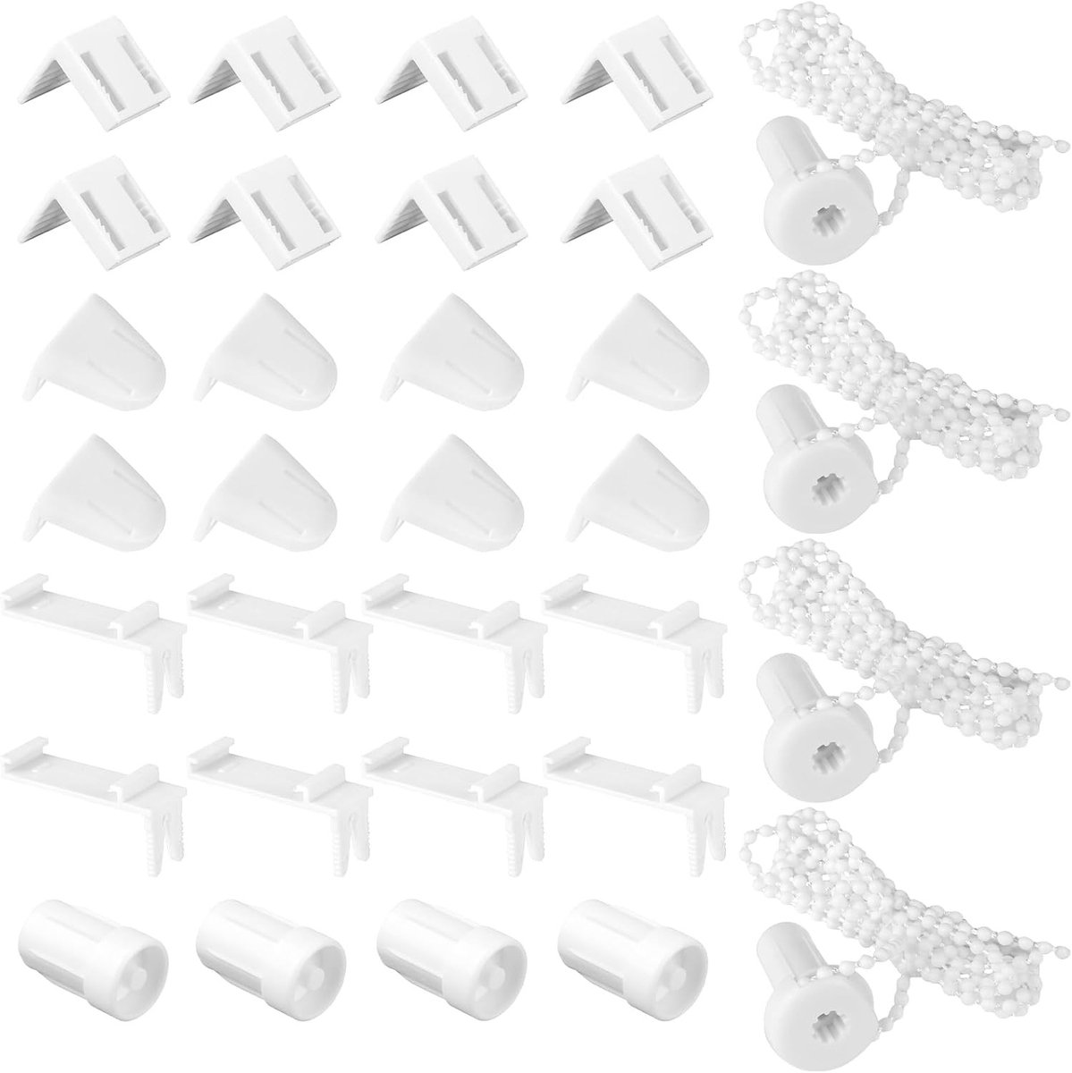 Set van 4 Klemhouders - Wit - 17 mm - Kunststof - Voor Dubbele Rolgordijnen