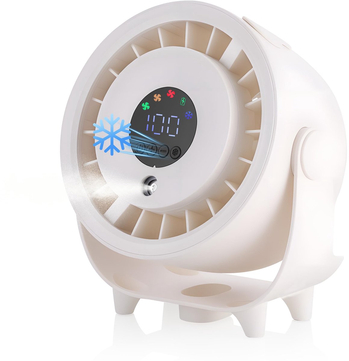 Kssvzz Oplaadbare tafelventilator, 6000 mAh-batterij, led-display, 3 snelheden, voor slaapkamer, slaapzaal, kantoor en - ShopVlot