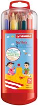 STABILO Trio Thick - Driekantig Kleurpotloden Met Extra Dikke Kern 4,2 mm - Etui Met 15 Kleuren