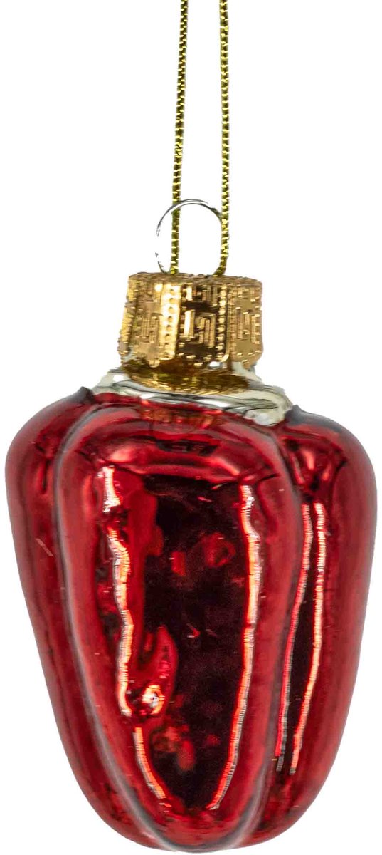 homebound by ky Kerstbal peper - glas | 4,5x4x6,9cm | kerstbal Rood