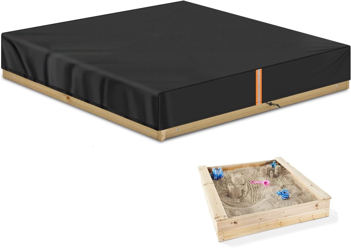 Zandbak Schelp met Deksel - Grijs - 200 x 200 x 20 cm - Waterdicht en Winddicht - Voor Kinderzandbakken