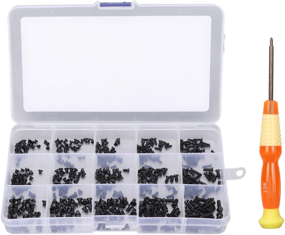 Complete Set van 450 Universele Laptop Schroeven, Vervangingsschroeven van Koolstofstaal met 15 Typen, Inclusief M2, M2.5 en M3 Schrauben met Opbergdoos