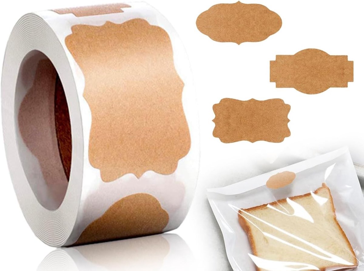 Set van 250 Lege Kraft Labels, Onregelmatige Zelfklevende Stickers voor Kerstcadeaus, Huishoudelijke Flessen en Signalen