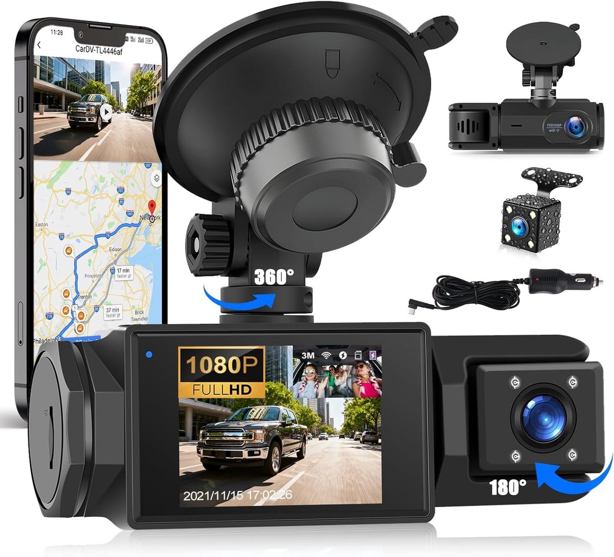 Dashcam voor Auto - 2,0 Inch - 1080p Full HD - Ingebouwde Wifi - Voor Alle Voertuigen