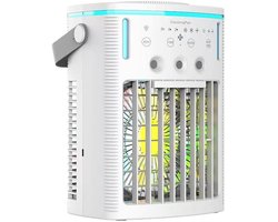 LISM-Draagbare airconditioner met 3 snelheden en 3 koelstanden, stille persoonlijke ventilator, waterreservoir van 1000 ml, verdampingskoeling, afstandsbediening, 7-kleurig indicatielampje, 8-uurs timer Geschikt voor slaapkamers, kantoren en auto's.