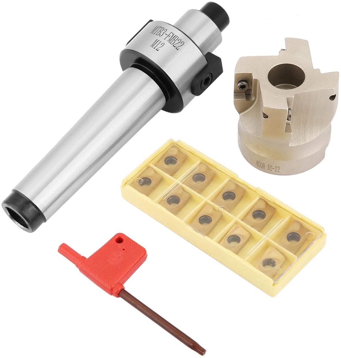 Foam Freesnijder voor CNC, MT3-FMB22 Houder, 400R-50-22 Gezichtsfrezen met 10 APMT1604 Carbide Inserts voor Precisiewerk