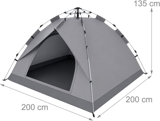 campingtent - 200x135x200 cm - grijs - voor 2 personen — afbeelding 5