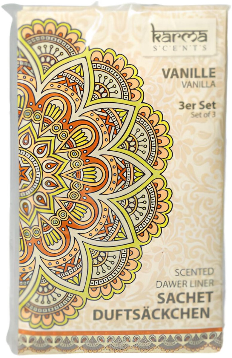 Home & Styling Geurzakjes Vanille geur - set 3x stuks - met ophanghaak - geurkaartjes/luchtverfrisser - kasthangers