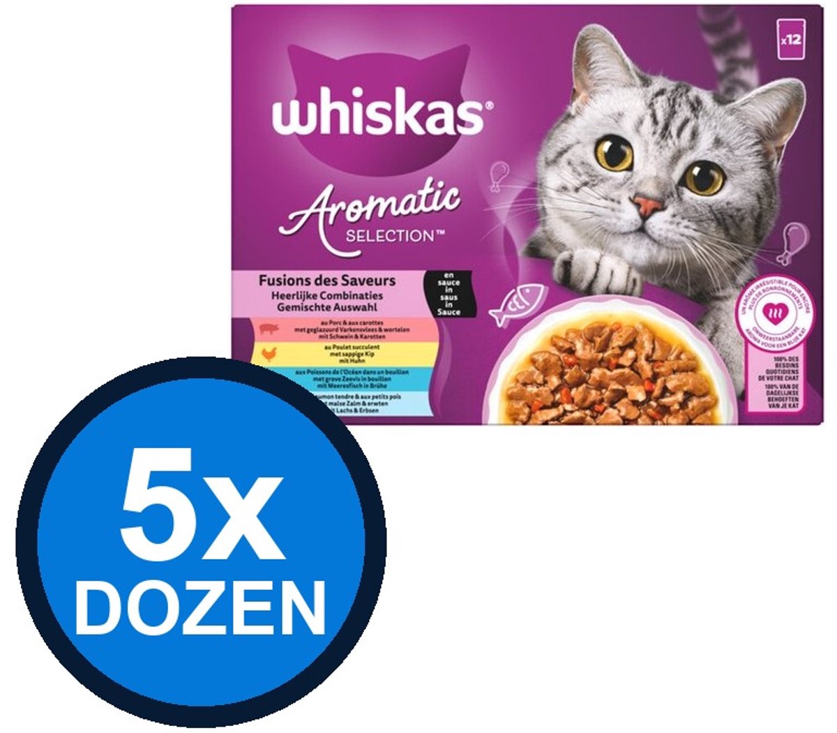 Whiskas Whiskas - Aromatic Selection 1+ Pouch Adult Fusions Sel Multipack (12x85g) - Kattenvoer Natvoer - 1.02 kg