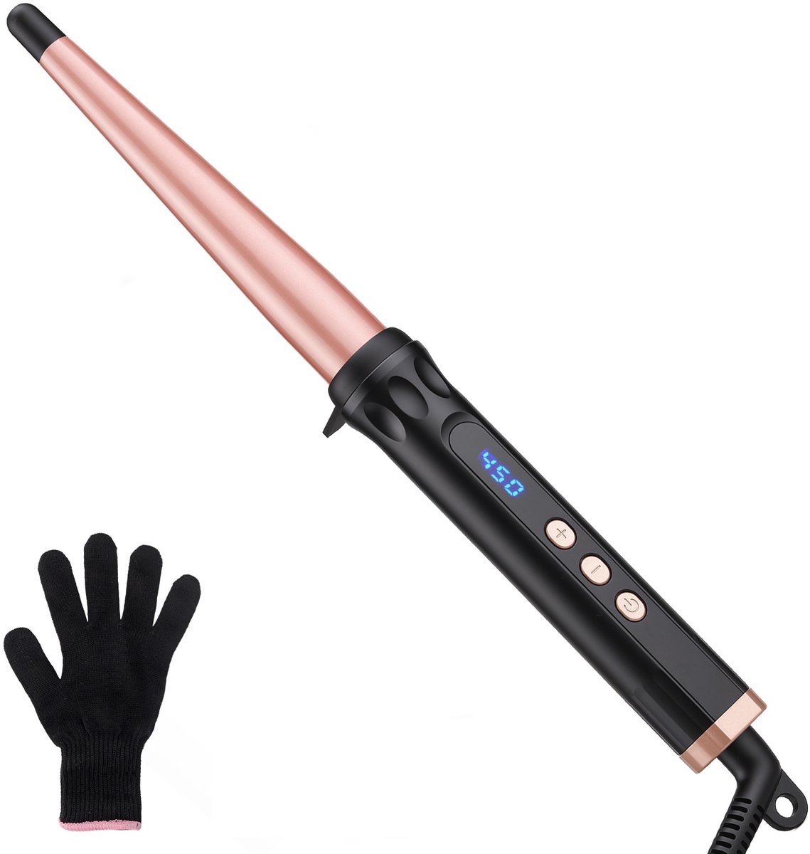 zurabini - Kegelvormige Krultang - Haarkruller 13-25 mm - Curling Iron Zonder Klem - Keramische Haarkruller met LCD Display, 14 Temperatuurstanden 100-230°C - Voor Kort, Fijn en Dik Haar