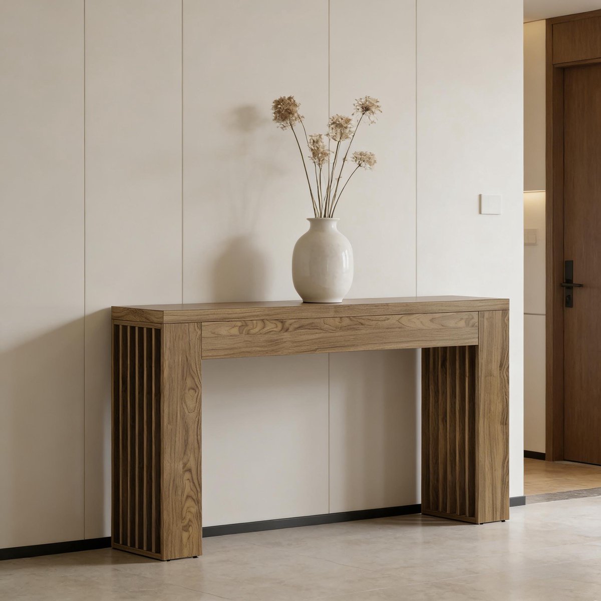 HAUSS SPOLE Consoletafel - Landelijke Stijl Met Ruim Tafelblad - Voor Hal En Woonkamer - MDF - 150 Cm - Bruin